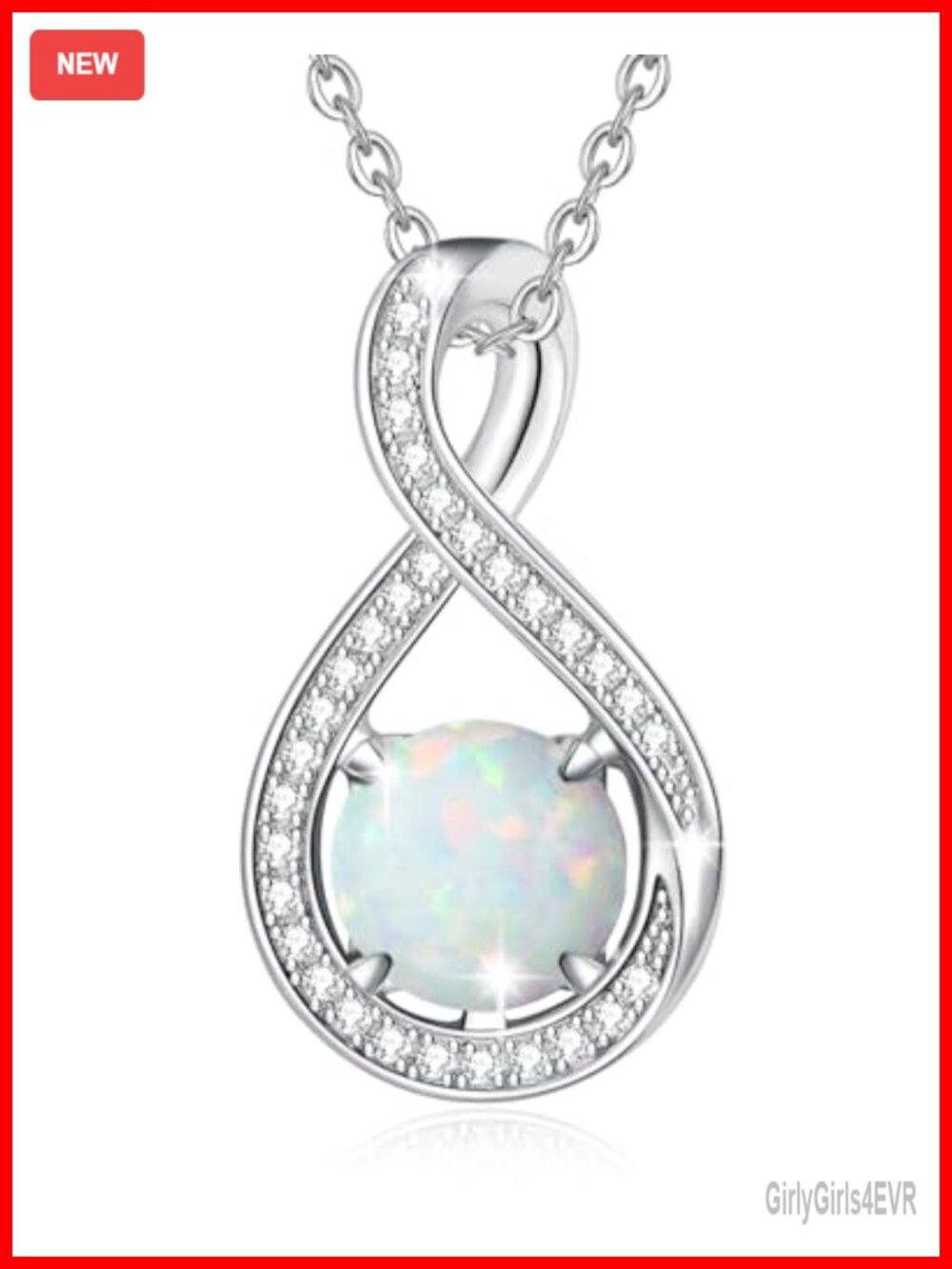 Sterling Silver Birthstone Necklace Infinity Pendant Adjustable Chain 17.5in